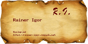 Rainer Igor névjegykártya